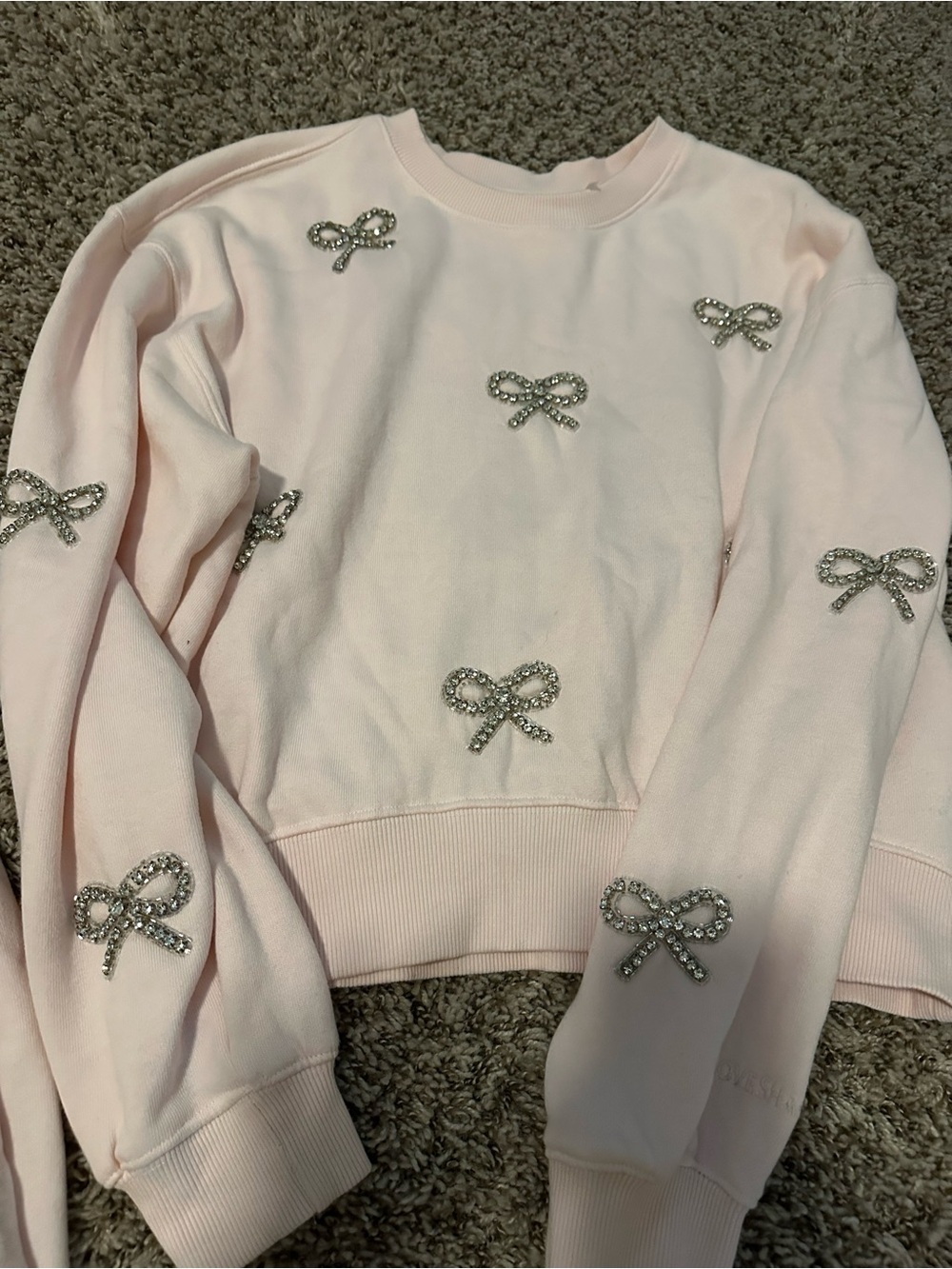 LoveShackFancy Light Pink Crewneck Sweatshirt and pant set